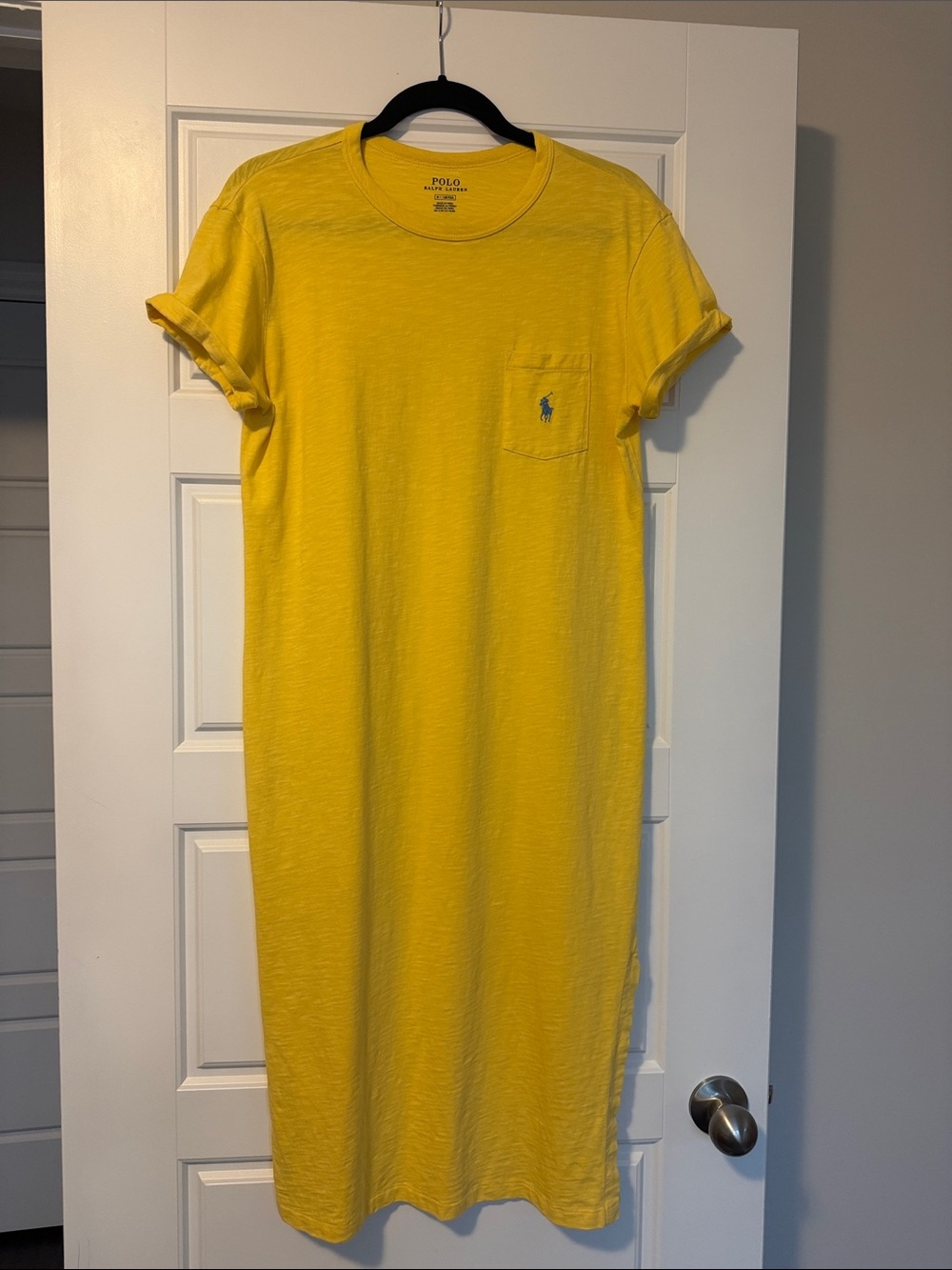 Ralph Lauren Bright Yellow Maxi T-Shirt Dress with Chest Pocket